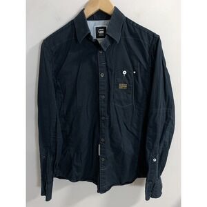 G-Star RAW Shirt Mens Medium Black Powel 3D Button Long Sleeve Zip Pocket Cargo